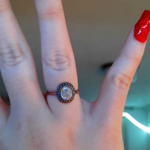 Flat Silver- and Copper-Toned Rustic Ring